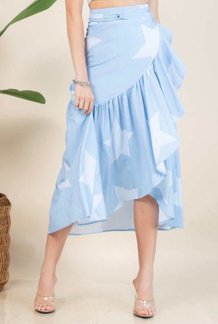 Wrap Around Multiway Denim Stars Skirt / Dress