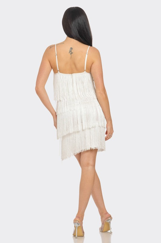 White Fringes Dress