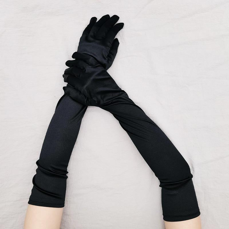 Black Satin Gloves