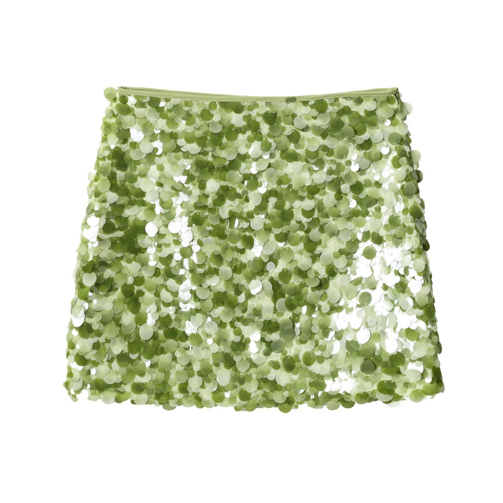 Sequin baby green skirt