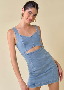 Denim Cutout Bodycon Dress