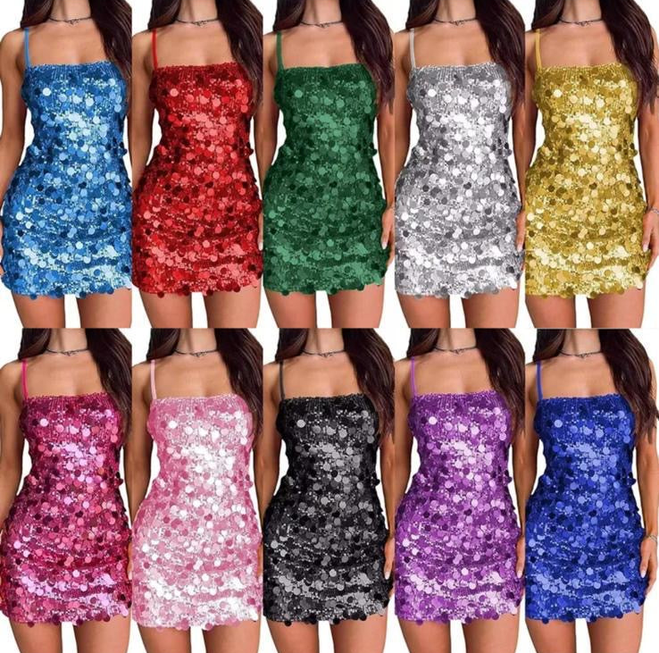 Black sequin short dress