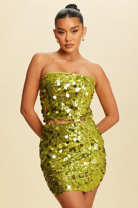 Bright green sequined set