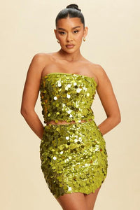 Bright green sequined set