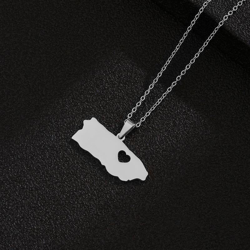 Heart engraved Puerto Rico Map