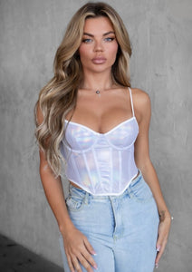 Metallic Holographic Silver Corset