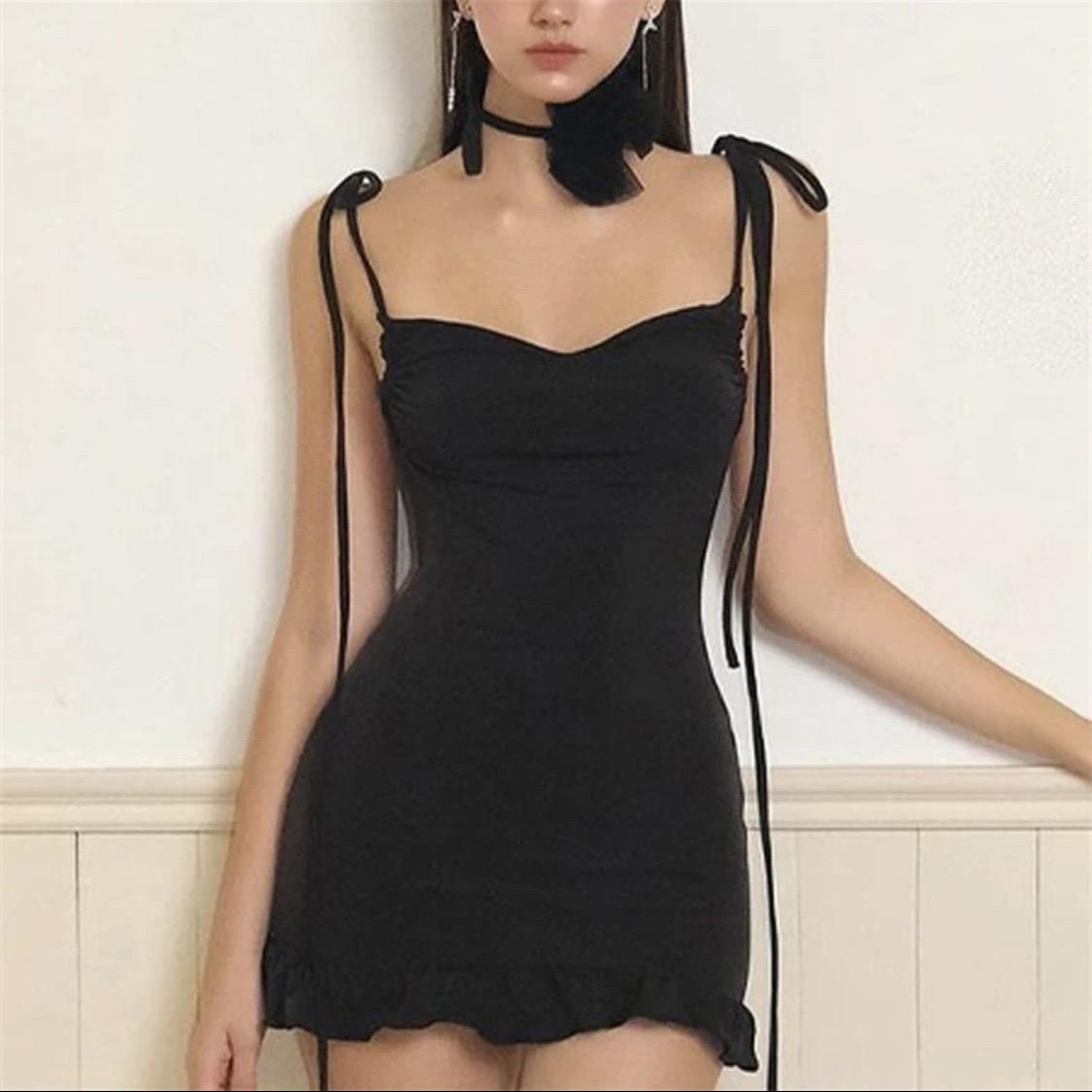 Black Low Back Short Dress