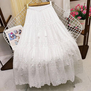 White eyelet A Line Maxi Skirt