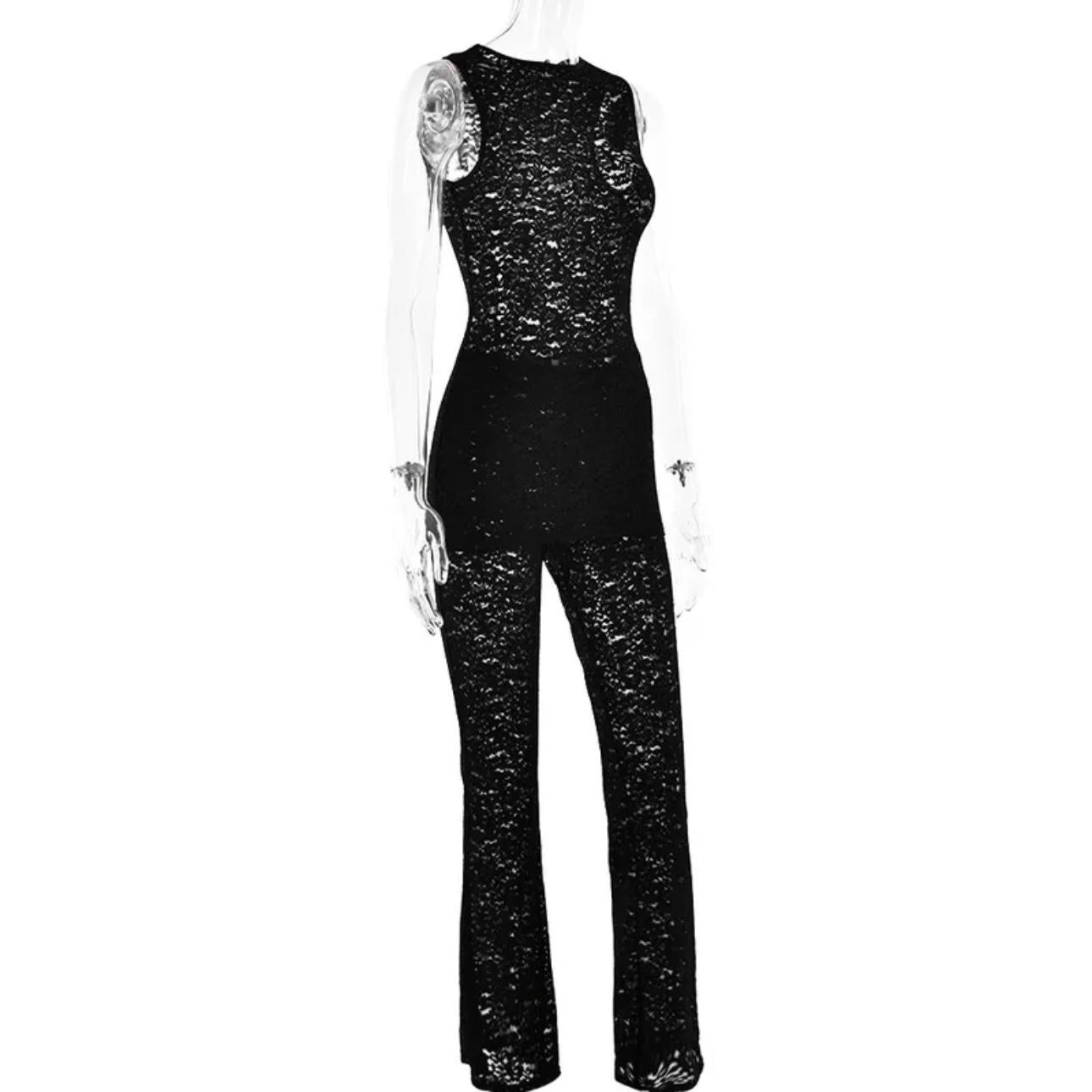 Black Lace Pant and Top Set