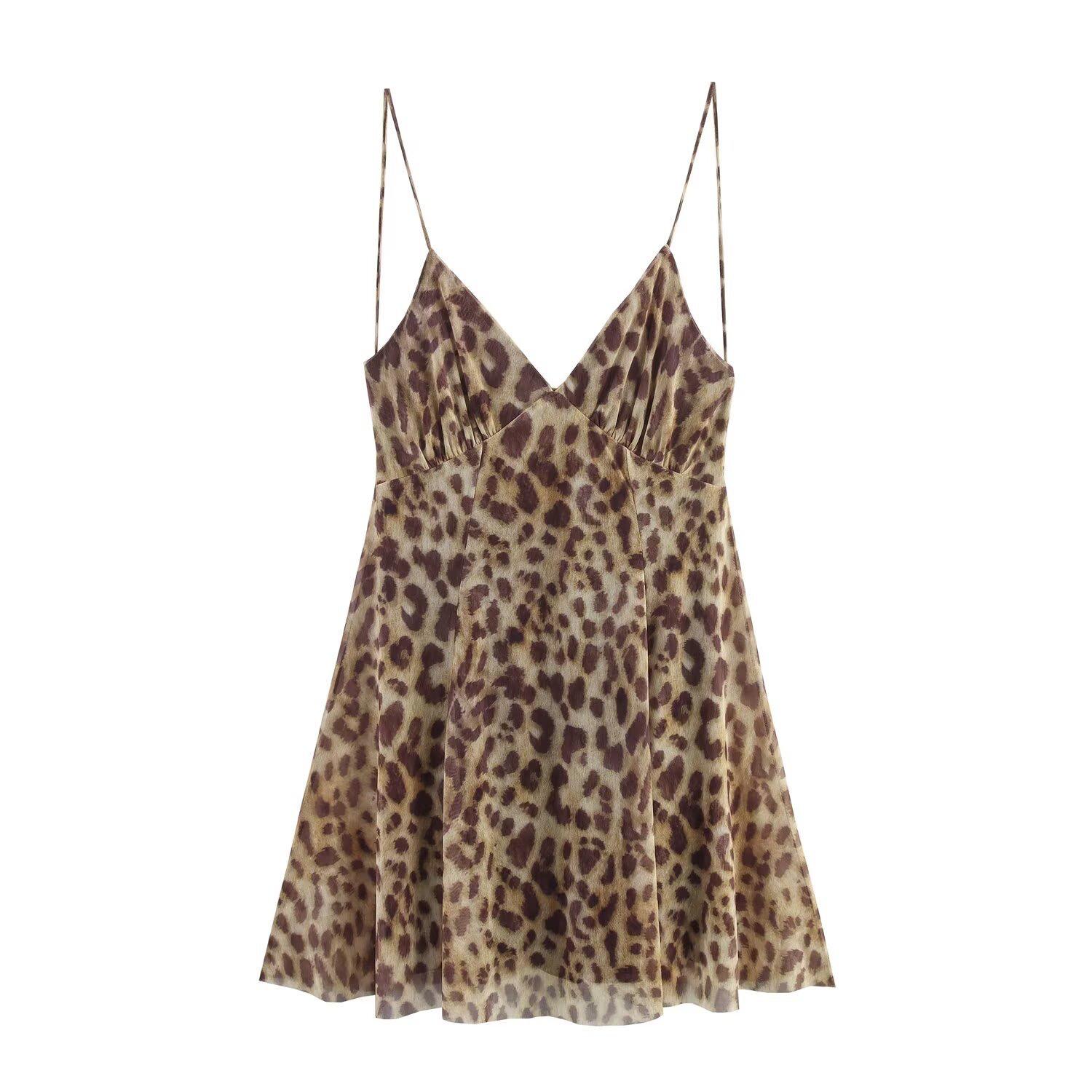 Animal Print Spaghetti Strap Short Dress