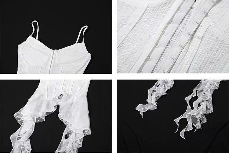 White Corset with Ruffles Top one size