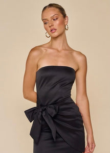 Black Wrap Around Strapless Dress