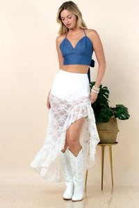 White lace cut out skirt no pants included
