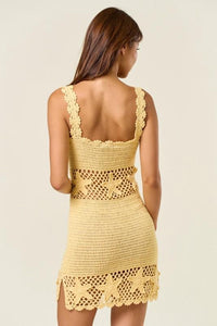 Hand made crochet buttery yellow starfish dress
