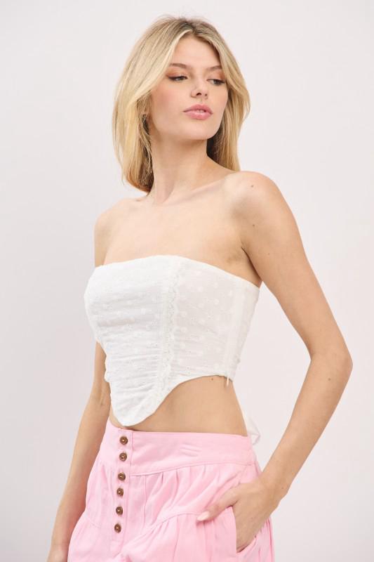 White Eyelet Laced Up Corset