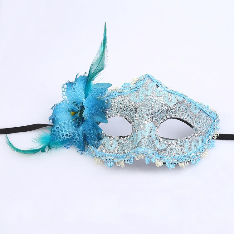 Blue and Silver Flower Mask