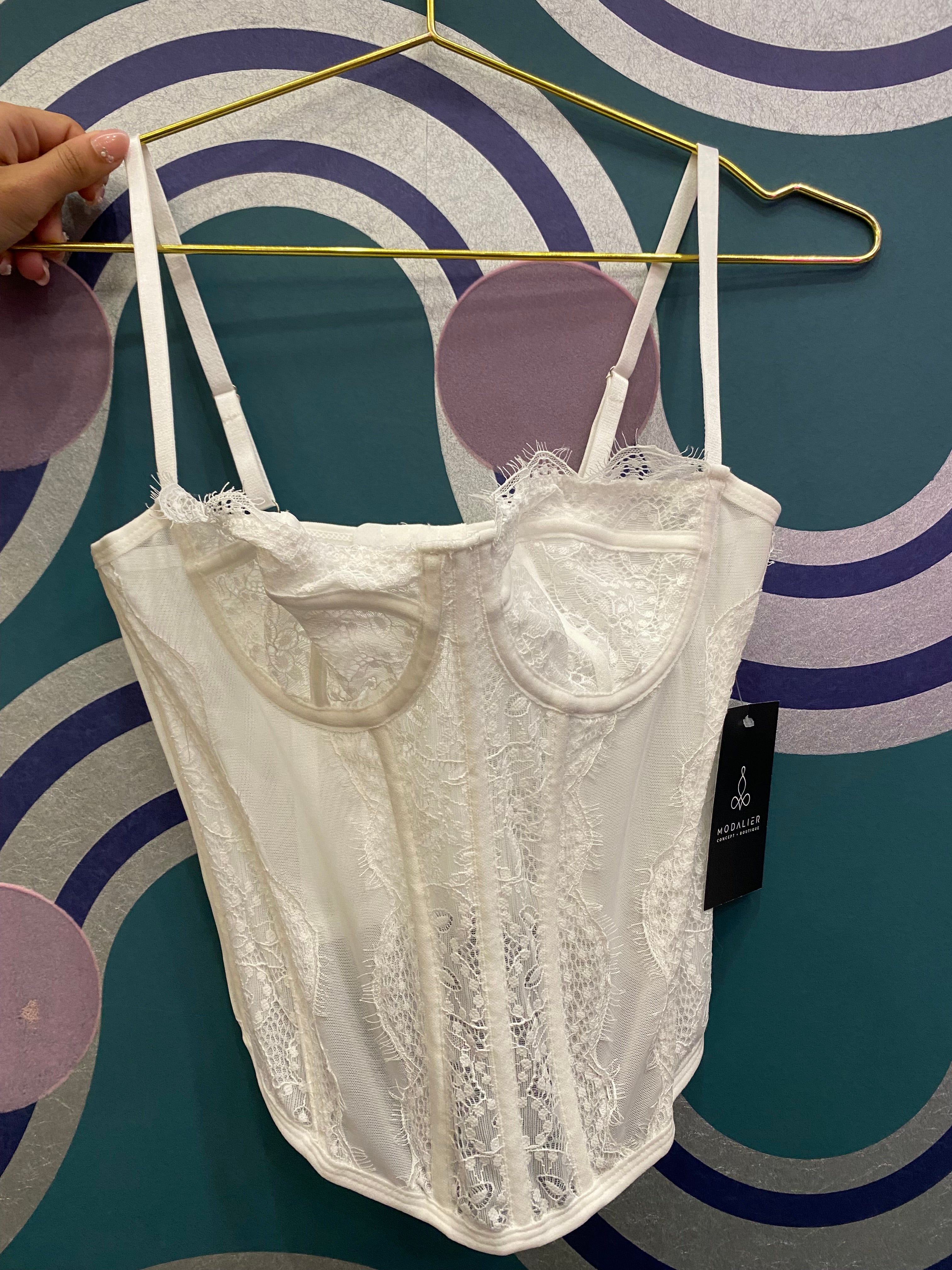 Lace Corset Top White