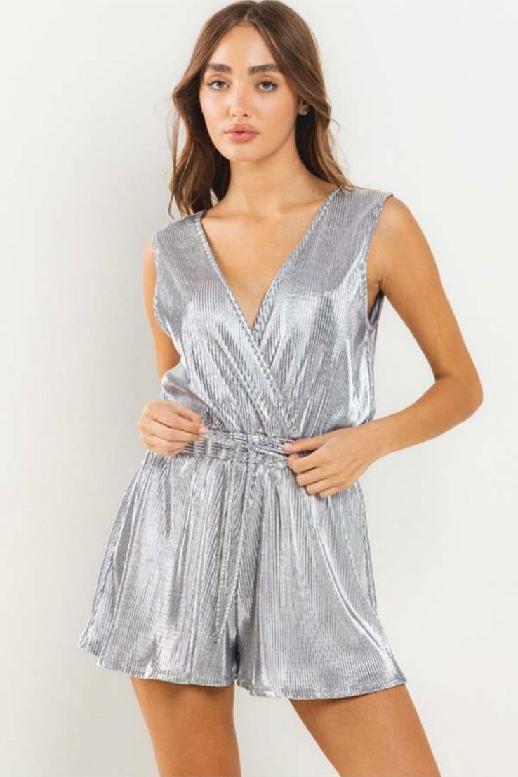 Silver Metallic Romper