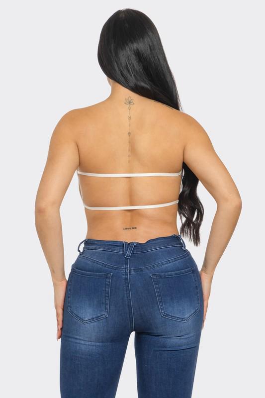 Colorful Sequins Top Open Back