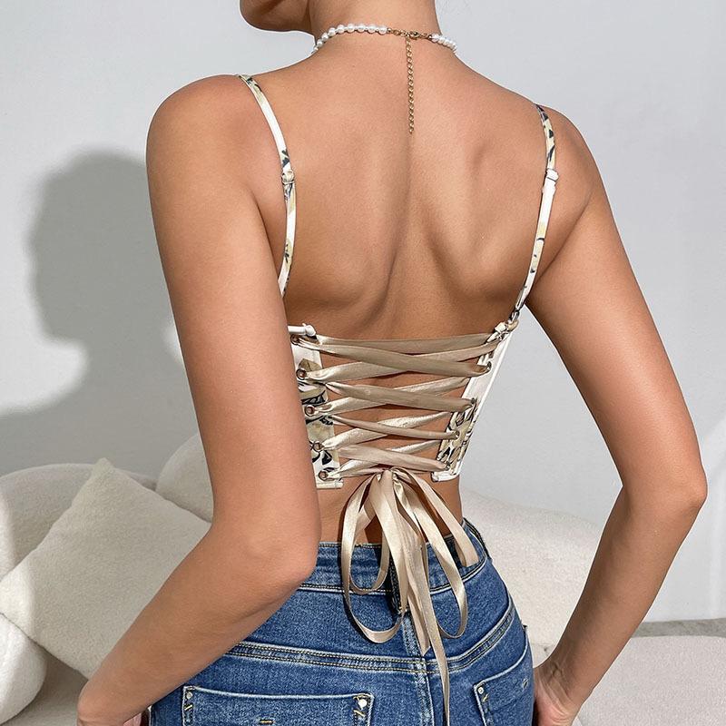 White and green laced up corset