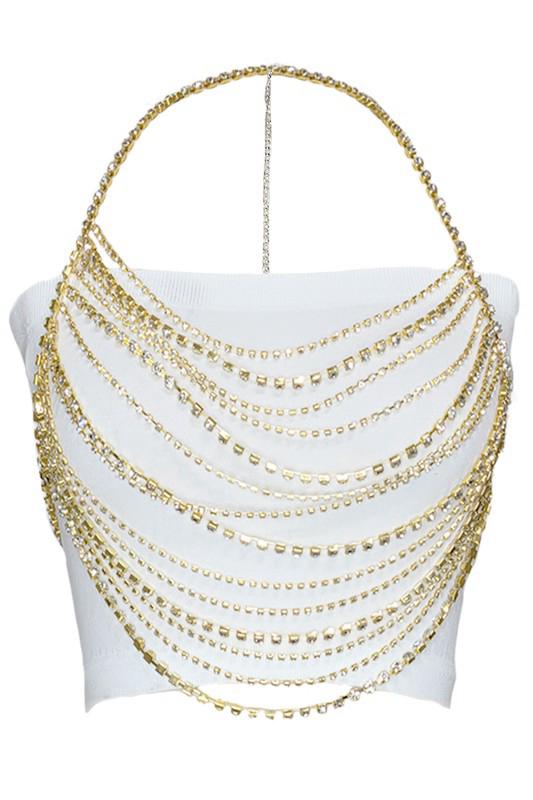 Gold Rhinestone Chain Top
