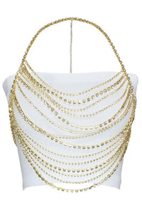 Gold Rhinestone Chain Top