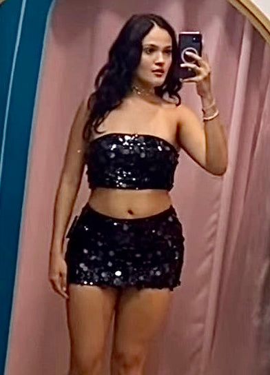 Black Sequins Top & Skirt Set