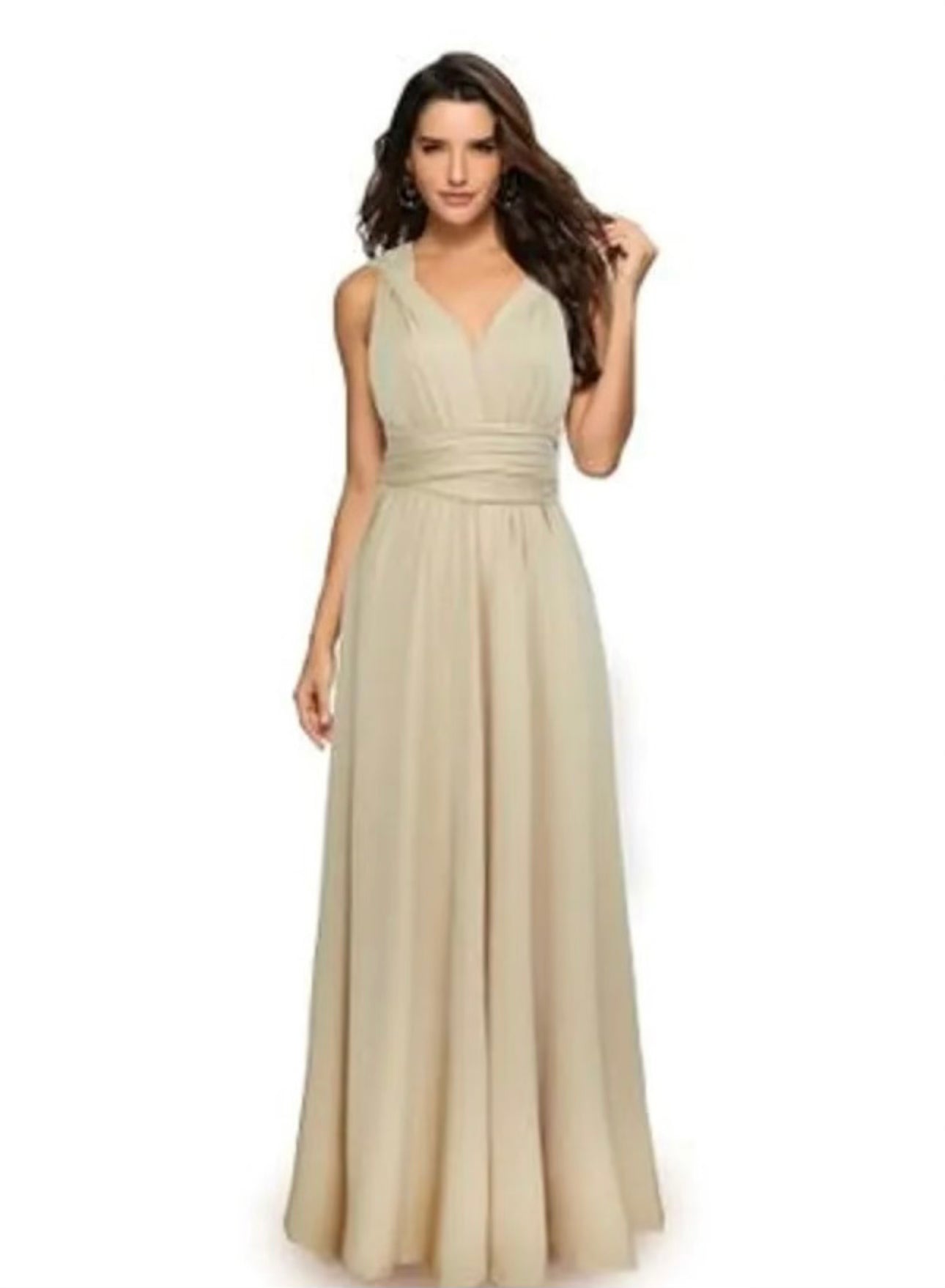 champagne multiway dress Champagne Coast Detachable Shrug Multiway Twill Bridesmaids Dress
