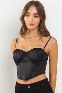 Black Satin Corset with Cups