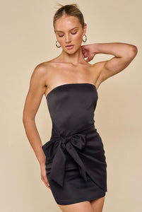 Black Wrap Around Strapless Dress