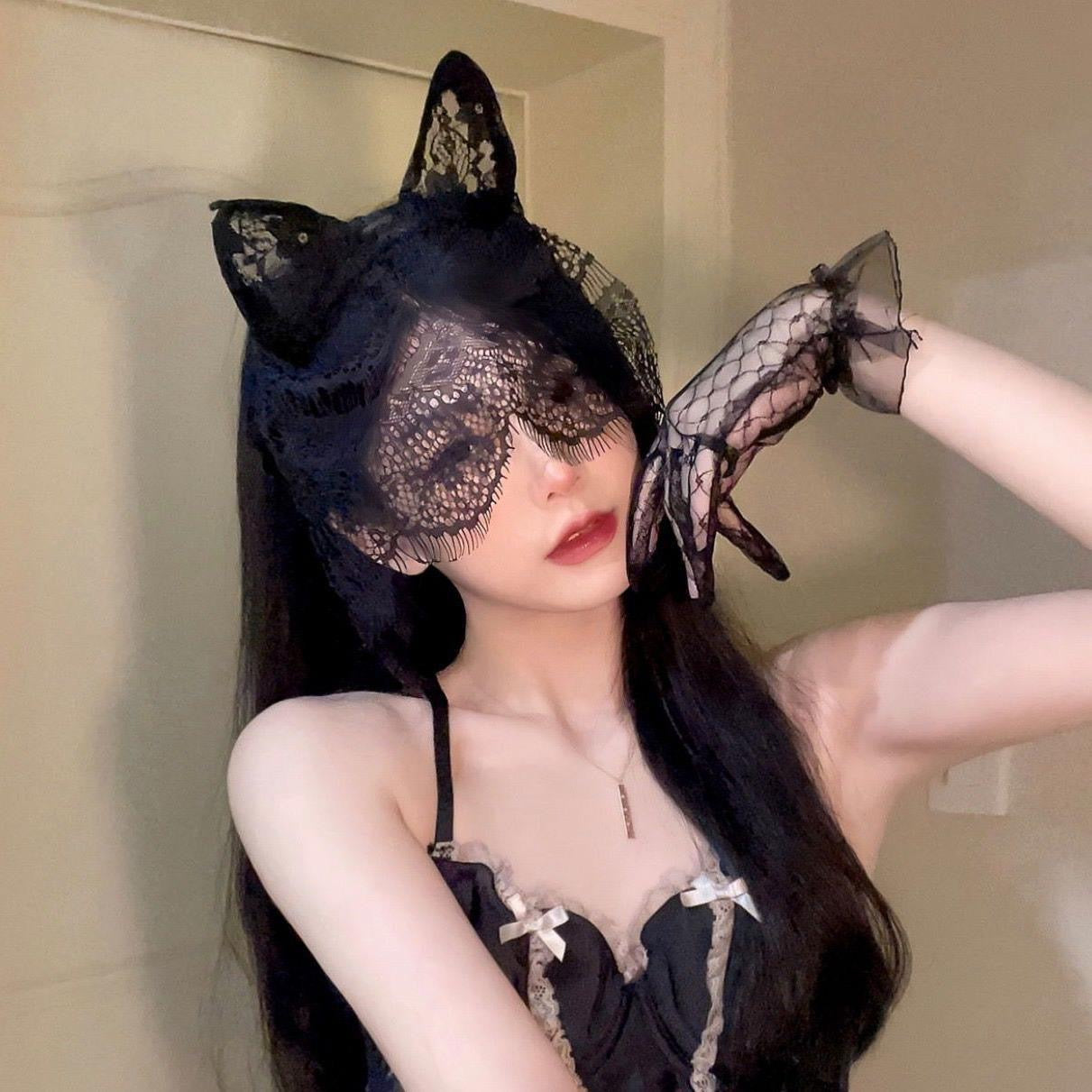 Small Black Lace Bunny Ears