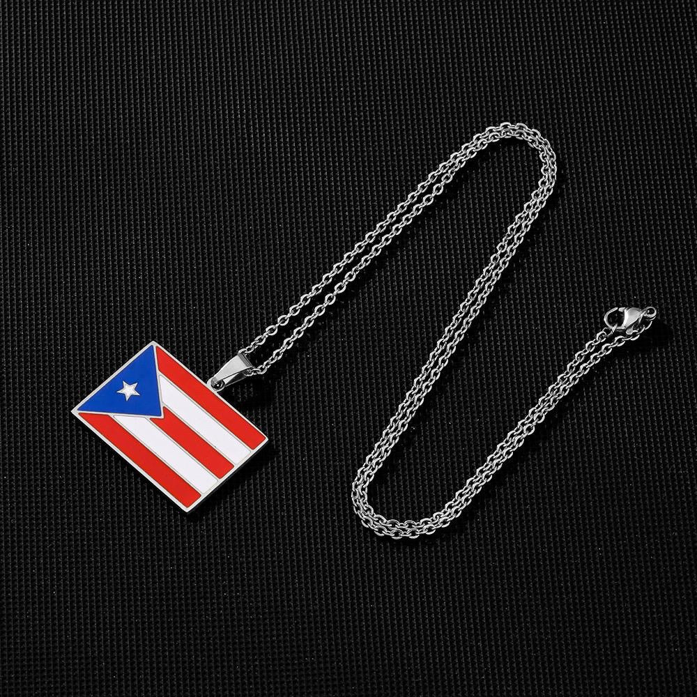 Silver Puerto Rico Flag