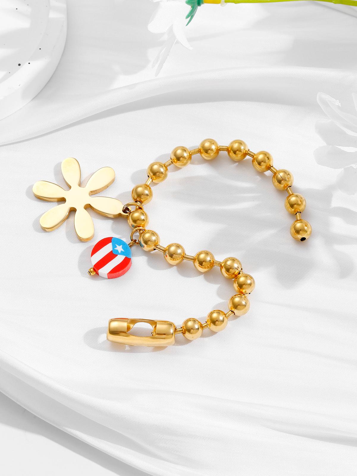 Stainless steel gold  flower Puerto Rico