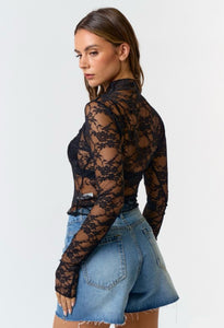 Black Lace Long Sleeve Top