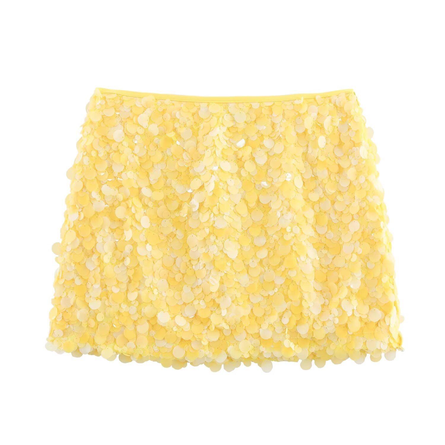 Sequin yellow skirt