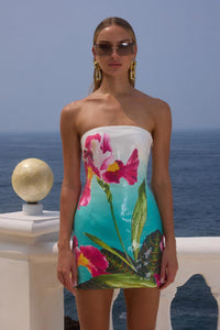 Colorful Floral Short Sequins Dress