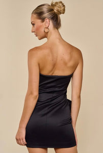 Black Wrap Around Strapless Dress