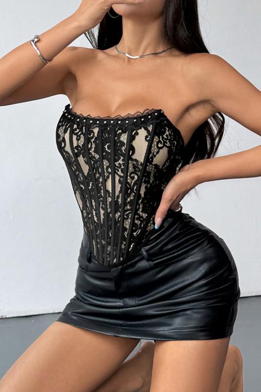 Black Lace Strapless Corset