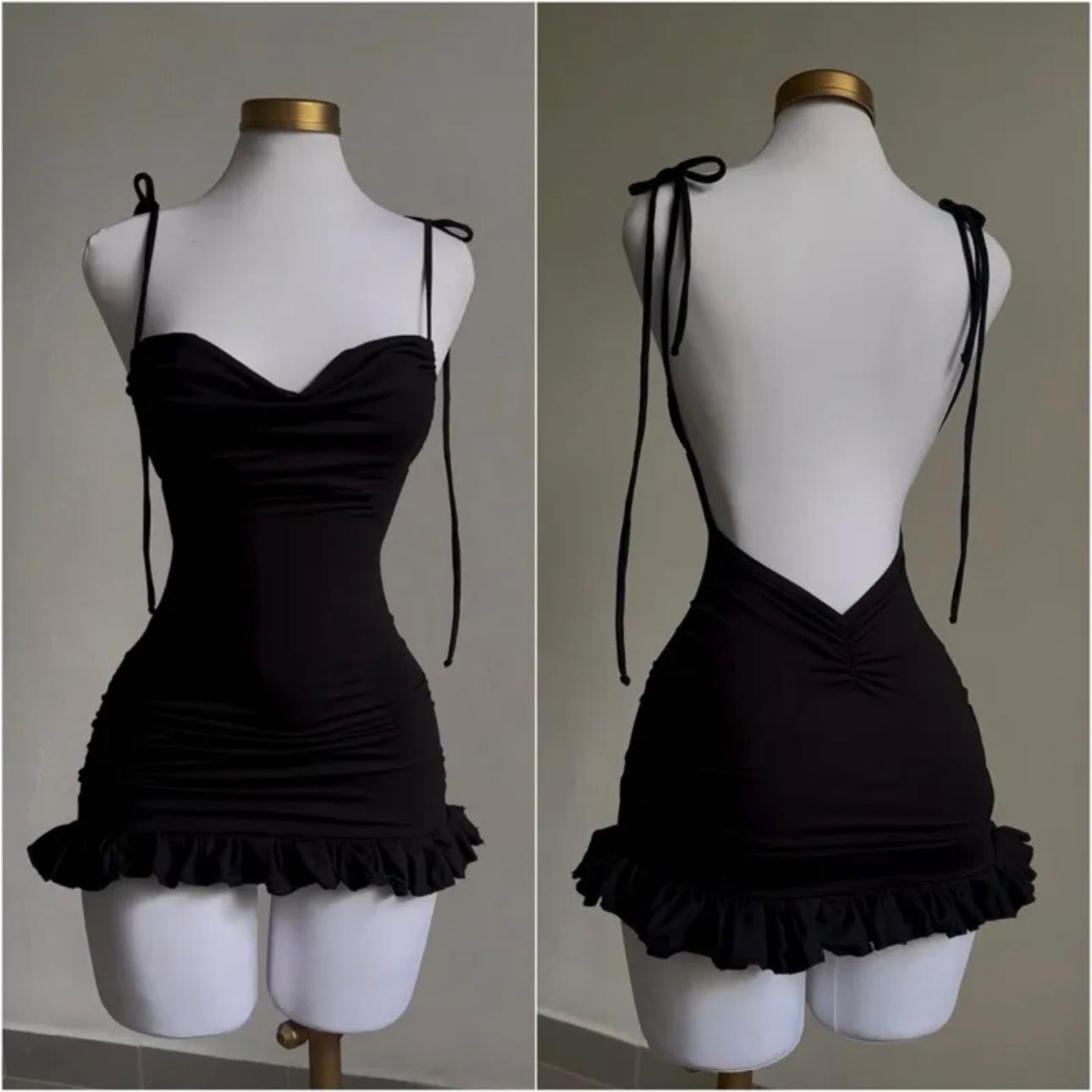 Black Low Back Short Dress