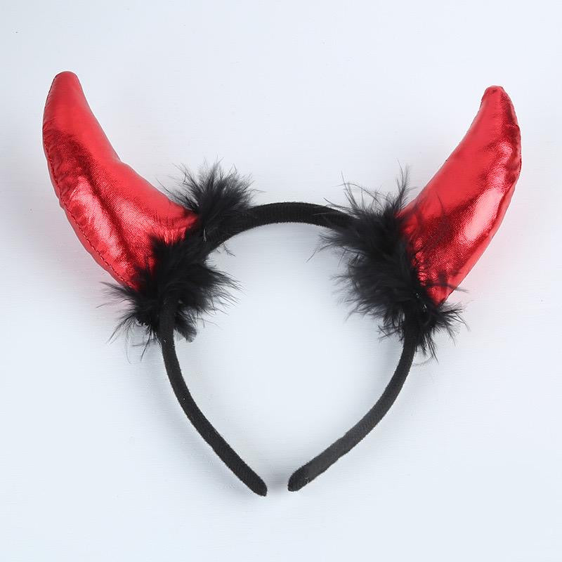 Black and Red Metallic Devil Horn Headband