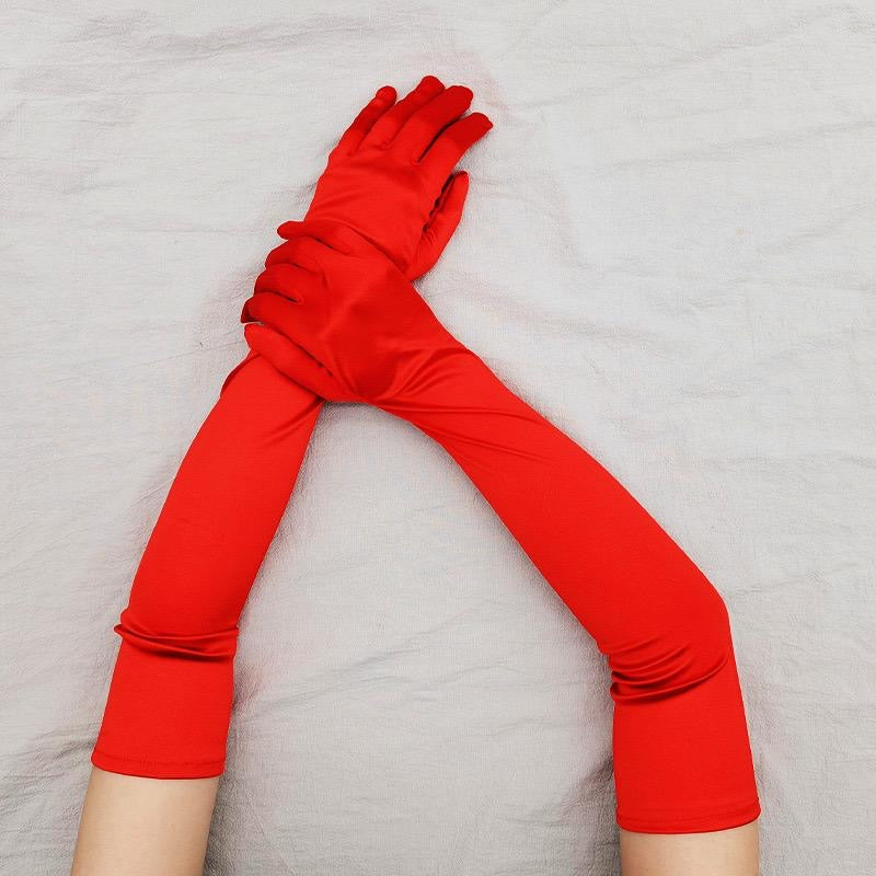 Red satin gloves