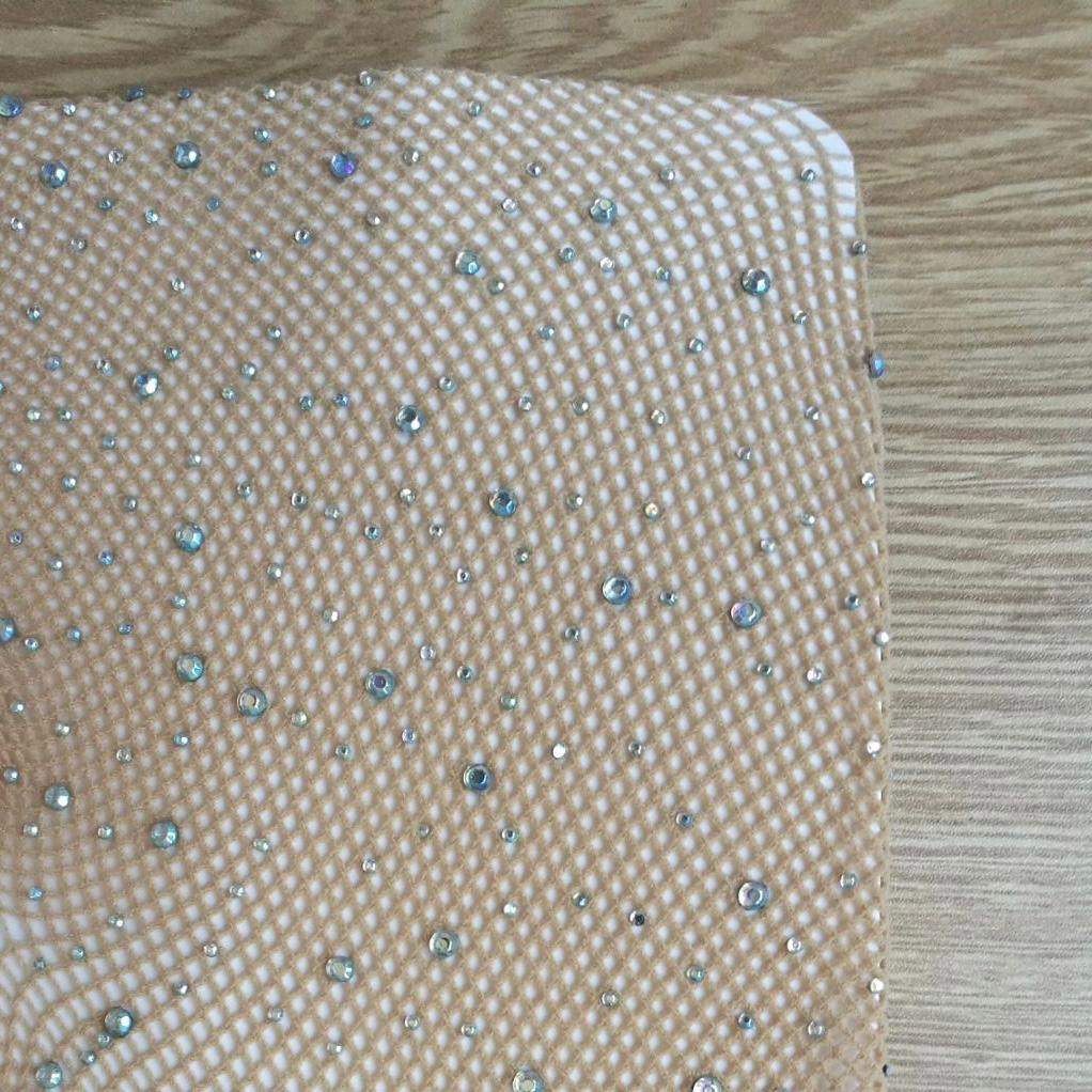 Nude rhinestone fishnet pantyhose
