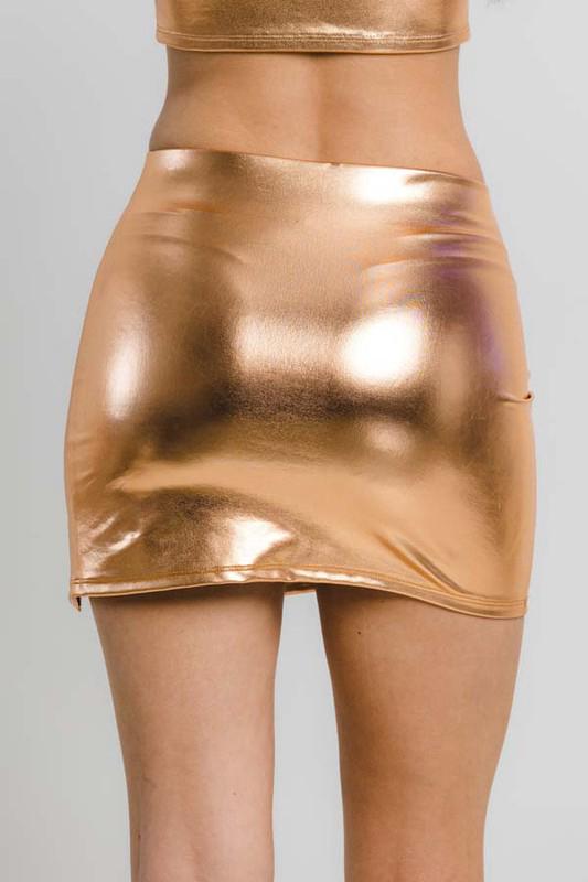 Gold Metallic Short Skirt