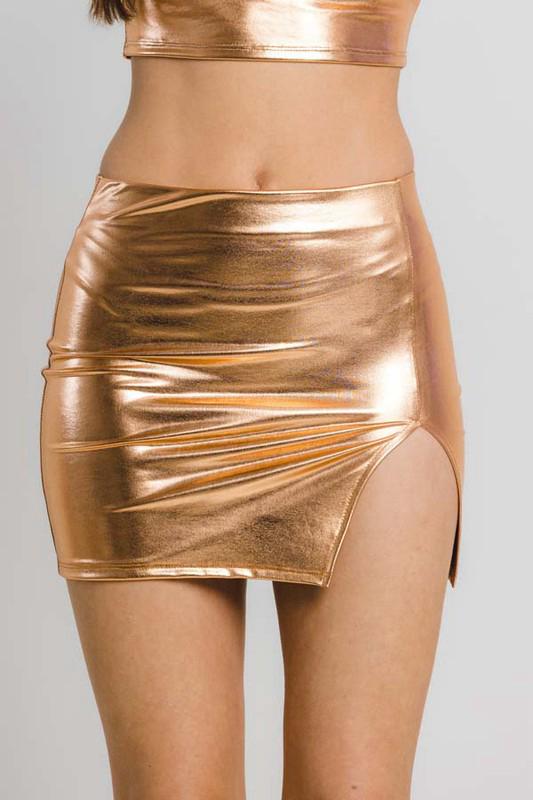 Gold Metallic Short Skirt