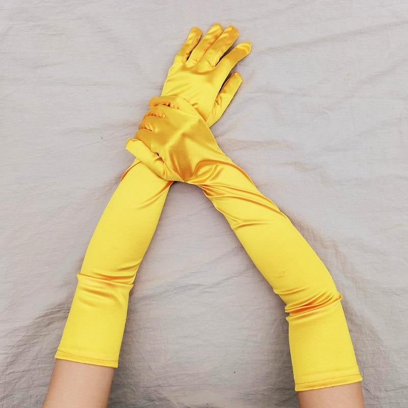 Yellow satin gloves