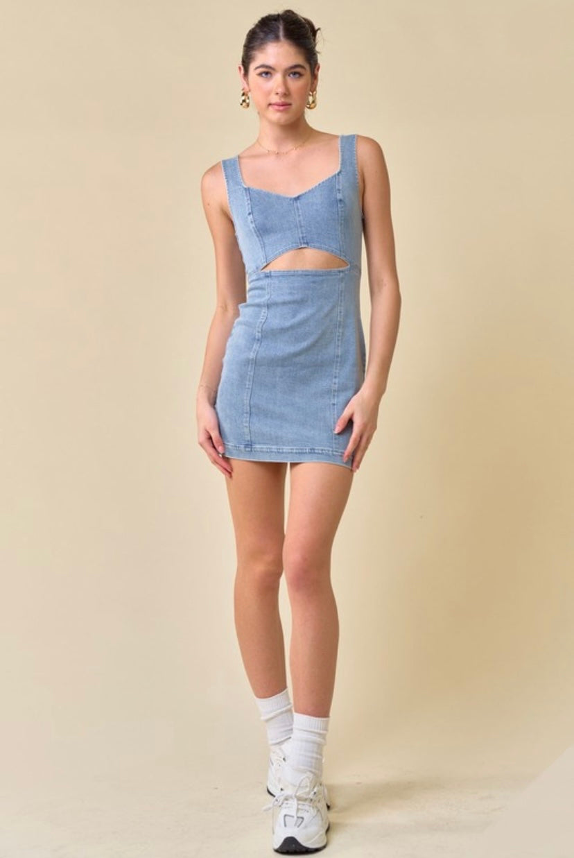 Denim Cutout Bodycon Dress