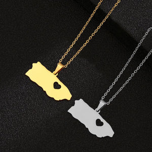 Heart engraved Puerto Rico Map