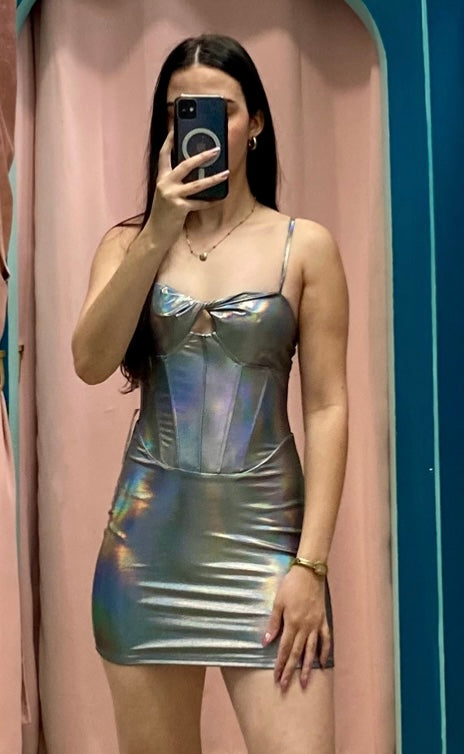 Metallic Corset Mini Dress