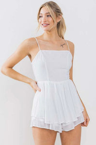 Back Knot White Spaghetti Straps Romper