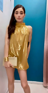 Gold Metallic Halter Top/Dress